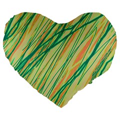 Green And Orange Pattern Large 19  Premium Heart Shape Cushions by Valentinaart