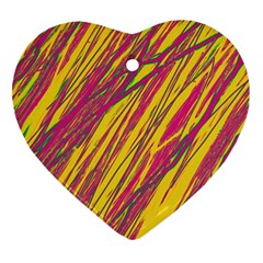 Orange Pattern Heart Ornament (2 Sides) by Valentinaart