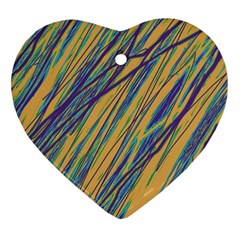 Blue And Yellow Van Gogh Pattern Heart Ornament (2 Sides) by Valentinaart