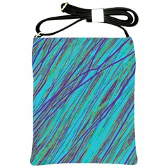 Blue Pattern Shoulder Sling Bags by Valentinaart