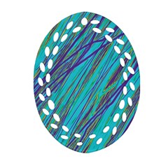 Blue Pattern Oval Filigree Ornament (2-side)  by Valentinaart