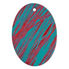 Red And Blue Pattern Ornament (oval)  by Valentinaart