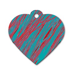 Red And Blue Pattern Dog Tag Heart (two Sides) by Valentinaart