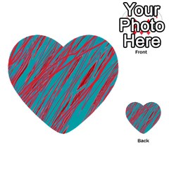 Red And Blue Pattern Multi-purpose Cards (heart) 