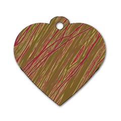 Brown Elegant Pattern Dog Tag Heart (one Side) by Valentinaart