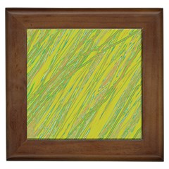 Green And Yellow Van Gogh Pattern Framed Tiles by Valentinaart