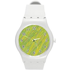 Green And Yellow Van Gogh Pattern Round Plastic Sport Watch (m) by Valentinaart