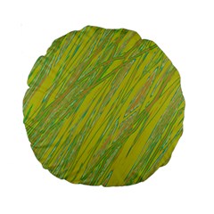 Green And Yellow Van Gogh Pattern Standard 15  Premium Round Cushions by Valentinaart