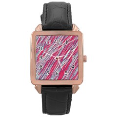 Purple Decorative Pattern Rose Gold Leather Watch 