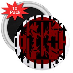 Red, Black And White Decorative Abstraction 3  Magnets (10 Pack)  by Valentinaart