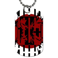 Red, Black And White Decorative Abstraction Dog Tag (one Side) by Valentinaart