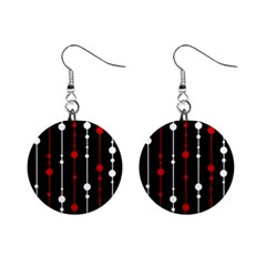 Red Black And White Pattern Mini Button Earrings