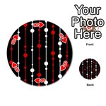 Red black and white pattern Playing Cards 54 (Round)  Front - Heart8