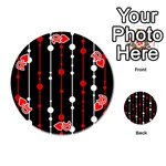 Red black and white pattern Playing Cards 54 (Round)  Front - Heart10