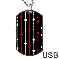 Red Black And White Pattern Dog Tag Usb Flash (two Sides)  by Valentinaart