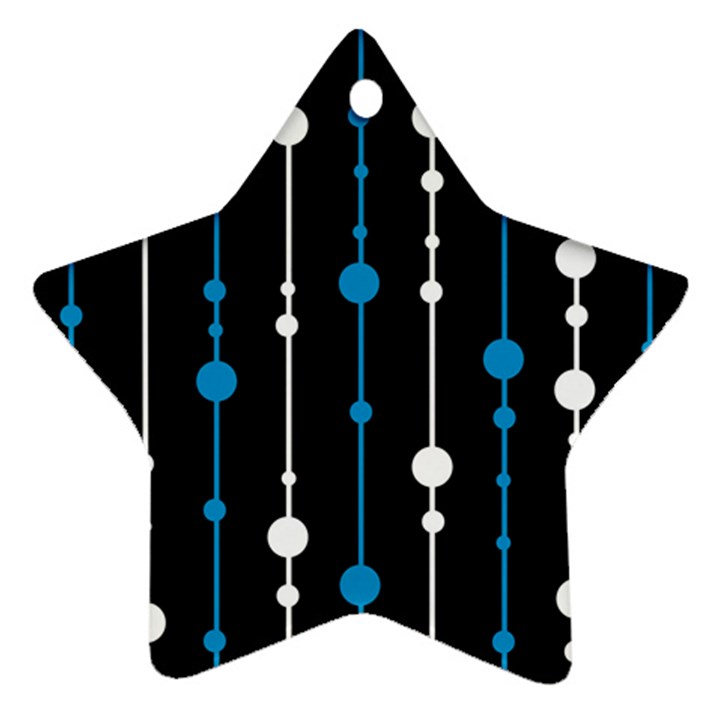 Blue, white and black pattern Star Ornament (Two Sides) 