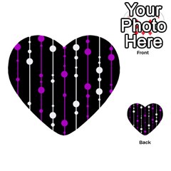 Purple, Black And White Pattern Multi-purpose Cards (heart)  by Valentinaart