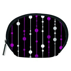 Purple, Black And White Pattern Accessory Pouches (medium)  by Valentinaart