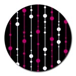 Magenta white and black pattern Round Mousepads Front