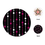 Magenta white and black pattern Playing Cards (Round)  Front