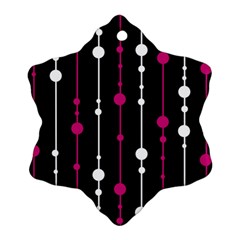 Magenta White And Black Pattern Snowflake Ornament (2-side) by Valentinaart