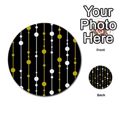 Yellow, Black And White Pattern Multi-purpose Cards (round) 