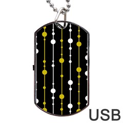 Yellow, Black And White Pattern Dog Tag Usb Flash (two Sides)  by Valentinaart