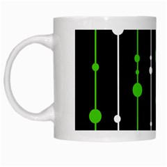 Green, White And Black Pattern White Mugs by Valentinaart