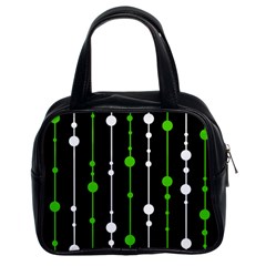 Green, White And Black Pattern Classic Handbags (2 Sides) by Valentinaart