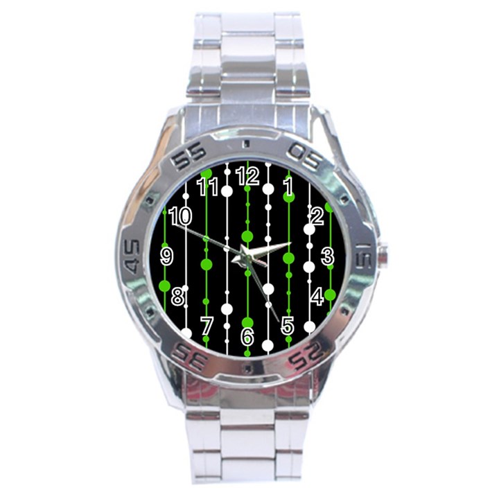 Green, white and black pattern Stainless Steel Analogue Watch