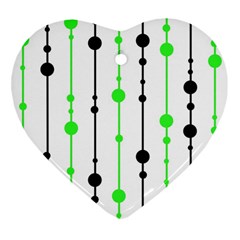 Green Pattern Heart Ornament (2 Sides) by Valentinaart