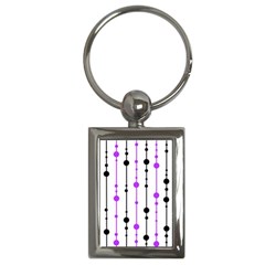 Purple, White And Black Pattern Key Chains (rectangle)  by Valentinaart