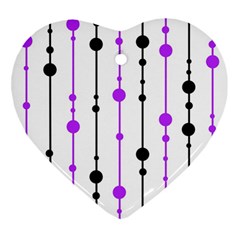 Purple, White And Black Pattern Heart Ornament (2 Sides) by Valentinaart
