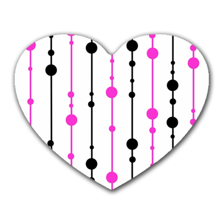Magenta, black and white pattern Heart Mousepads