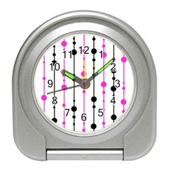 Magenta, Black And White Pattern Travel Alarm Clocks by Valentinaart