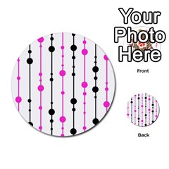 Magenta, Black And White Pattern Multi-purpose Cards (round) 