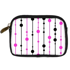 Magenta, Black And White Pattern Digital Camera Cases by Valentinaart