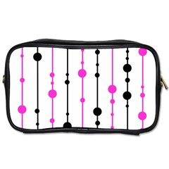 Magenta, Black And White Pattern Toiletries Bags 2-side by Valentinaart