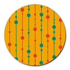 Yellow, Green And Red Pattern Round Mousepads by Valentinaart