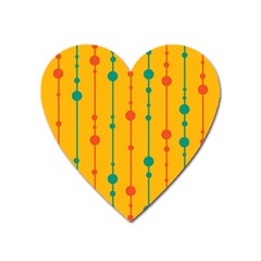 Yellow, Green And Red Pattern Heart Magnet by Valentinaart