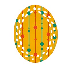 Yellow, Green And Red Pattern Oval Filigree Ornament (2-side)  by Valentinaart