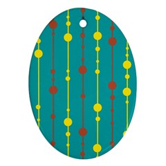 Green, Yellow And Red Pattern Ornament (oval)  by Valentinaart