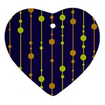 Deep blue, orange and yellow pattern Heart Ornament (2 Sides) Back