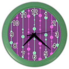 Purple and green pattern Color Wall Clocks