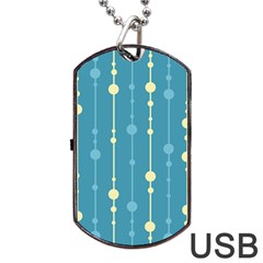 Blue Pattern Dog Tag Usb Flash (two Sides)  by Valentinaart