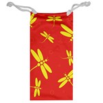 Red and yellow dragonflies pattern Jewelry Bags Back