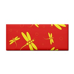 Red And Yellow Dragonflies Pattern Hand Towel by Valentinaart