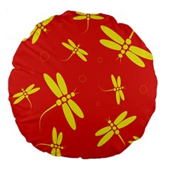 Red And Yellow Dragonflies Pattern Large 18  Premium Round Cushions