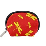 Red and yellow dragonflies pattern Accessory Pouches (Small)  Front