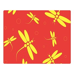 Red And Yellow Dragonflies Pattern Double Sided Flano Blanket (large)  by Valentinaart